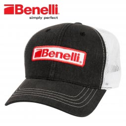 Benelli Logo Patch Hat, Weathered Black w/ White Mesh Back