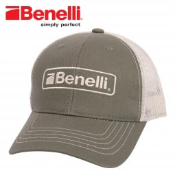 Benelli Logo Hat, Olive w/ White Mesh Back