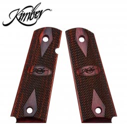 Kimber 1911 Full Size Ambi Grips, Double Diamond Rosewood with Logo