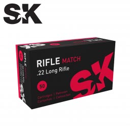SK Rifle Match .22 Long Rifle 40gr. Round Nose Ammunition, 50 Round Box