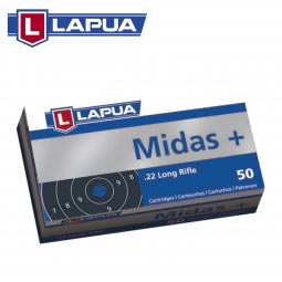 Lapua Midas+ 22 Long Rifle 40gr. Lubricated Round Nose Ammunition, 50 Round Box