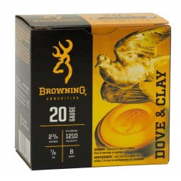Browning Dove & Clay 20ga. 2-3/4" 7/8oz #8 Shot, 25 Round Box