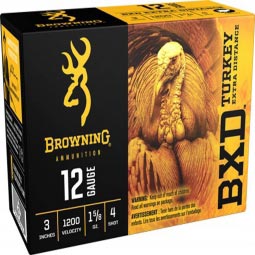 Browning Turkey BXD 12ga. 3" 1-5/8oz #4 Shot, 10 Round Box