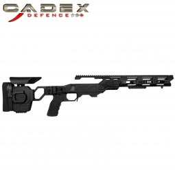 Cadex Defence Lite Strike Rifle Chassis, RH Remington 700 Short Action, Black w/ Skeletonized Stock