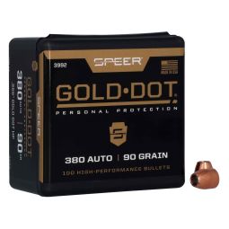 SPEER AMMUNITION GOLD DOT, .355 DIAMETER, 9MM,  90 GRAIN, HOLLOW POINT, 100 COUNT