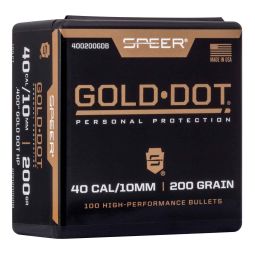 SPEER AMMUNITION GOLD DOT, .400 DIAMETER, 40 S&W, 200 GRAIN, HOLLOW POINT, 100 COUNT