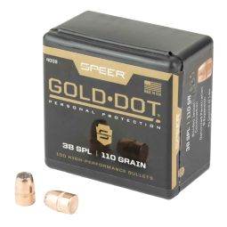 SPEER AMMUNITION GOLD DOT, .357 DIAMETER, .38 CALIBER, 110 GRAIN, HOLLOW POINT, 100 COUNT