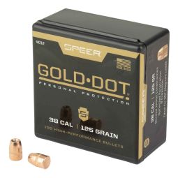 SPEER AMMUNITION GOLD DOT, .357 DIAMETER, .38 CALIBER, 125 GRAIN, HOLLOW POINT, 100 COUNT