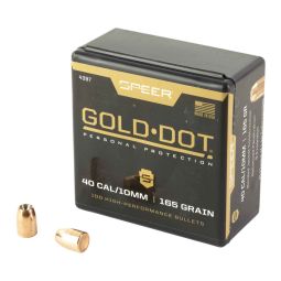 SPEER AMMUNITION GOLD DOT, .400 DIAMETER, .40 CALIBER , 165 GRAIN, HOLLOW POINT, 100 COUNT