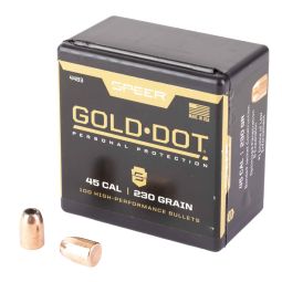 SPEER AMMUNITION GOLD DOT, .451 DIAMETER, .45 CALIBER, 230 GRAIN, HOLLOW POINT, 100 COUNT