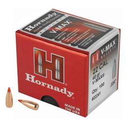 HORNADY V-MAX, .224 DIAMETER, 22 CALIBER, 40 GRAIN, BALLISTIC TIP, 100 COUNT