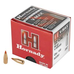 HORNADY V-MAX, .224 DIAMETER, 22 CALIBER, 50 GRAIN, BALLISTIC TIP, 100 COUNT