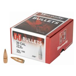 HORNADY FMJ-BT, .308 DIAMETER, 30 CALIBER, 150 GRAIN, BOAT TAIL, 100 COUNT