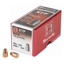 HORNADY XTP, .355 DIAMETER, 9MM, 124 GRAIN, HOLLOW POINT, 100 COUNT