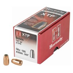 HORNADY XTP, .355 DIAMETER, 9MM, 147 GRAIN, HOLLOW POINT, 100 COUNT