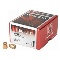 HORNADY FMJ-RN, .451 DIAMETER, 45 CALIBER, 230 GRAIN, ROUND NOSE, 100 COUNT