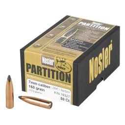 NOSLER PARTITION, .284 DIAMETER, 7MM, 160 GRAIN, SPITZER, 50 COUNT