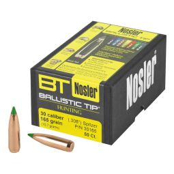 NOSLER BALLISTIC TIP, .308 DIAMETER, 30 CALIBER, 165 GRAIN, SPITZER BOAT TAIL, 50 COUNT