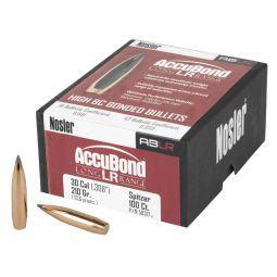 NOSLER ACCUBOND LONG RANGE, .308 DIAMETER, 30 CALIBER, 210 GRAIN, SPITZER BOAT TAIL, 100 COUNT