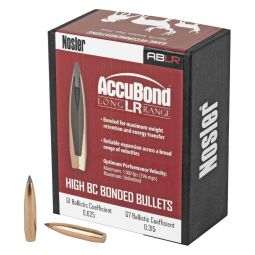 NOSLER ACCUBOND LONG RANGE, .264 DIAMETER, 6.5MM, 142 GRAIN, SPITZER BOAT TAIL, 100 COUNT
