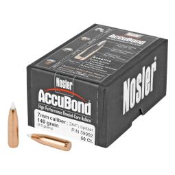 NOSLER ACCUBOND, .284 DIAMETER, 7MM, 140 GRAIN, SPITZER BOAT TAIL, 50 COUNT