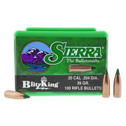 SIERRA BULLETS BLITZKING, .204 DIAMETER, 20 CALIBER, 39 GRAIN, BALLISTIC TIP, 100 COUNT