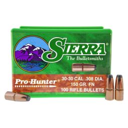 SIERRA BULLETS PRO HUNTER, .308 DIAMETER, 30-30 CALIBER, 150 GRAIN, FLAT NOSE, 100 COUNT