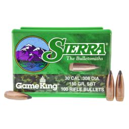 SIERRA BULLETS GAMEKING, .308 DIAMETER, 30 CALIBER, 150 GRAIN, SPITZER BOAT TAIL, 100 COUNT