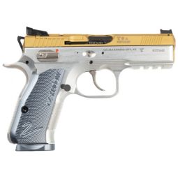 CZ SHADOW 2 COMPACT OR 9MM FS, 4" 15RD GOLD SILVER GRIPS