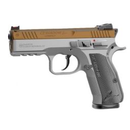 CZ SHADOW 2 COMPACT OR 9MM FS, 4" 15RD GOLD SILVER GRIPS