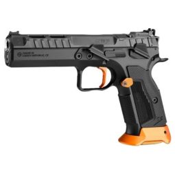 CZ TS3 SA 9MM FS 20RD BLACK, POLYCOAT ORANGE BLACK G10 GRIP