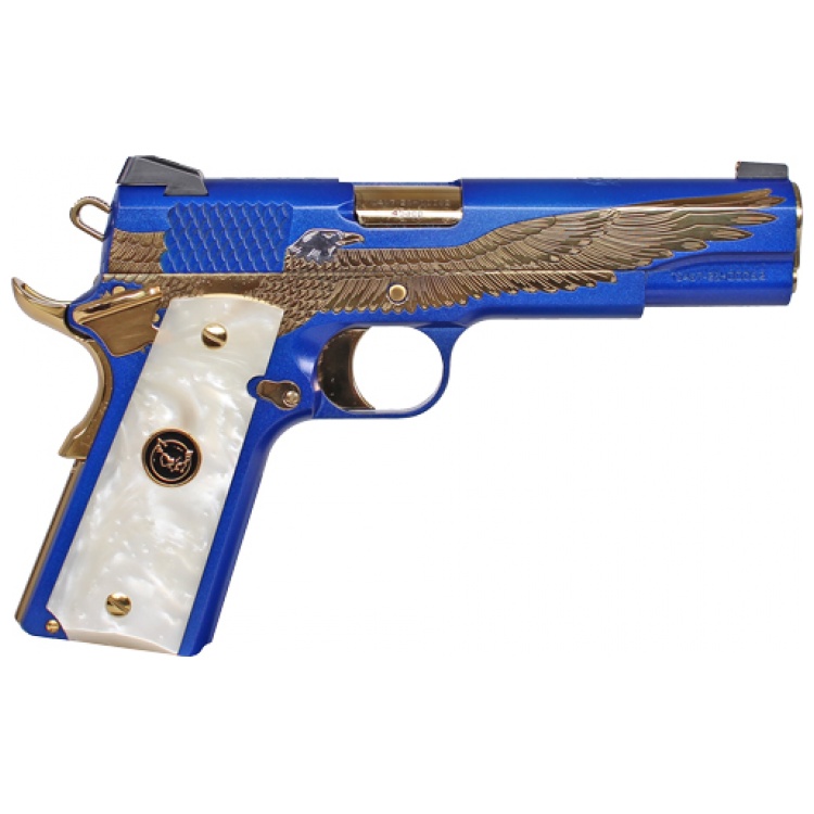 IVER JOHNSON EAGLE MAJESTIC, 1911 45ACP 8RD ENGRAVED GOLD: MGW