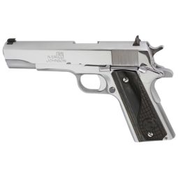 IVER JOHNSON 1911A1 45ACP 5", FS 8RD CHROME BLACK WOOD GRIP