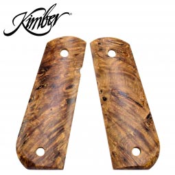 Kimber 1911 Full Size Exhibition Grade Burlwood Yellow Poplar Grips, Round Heel