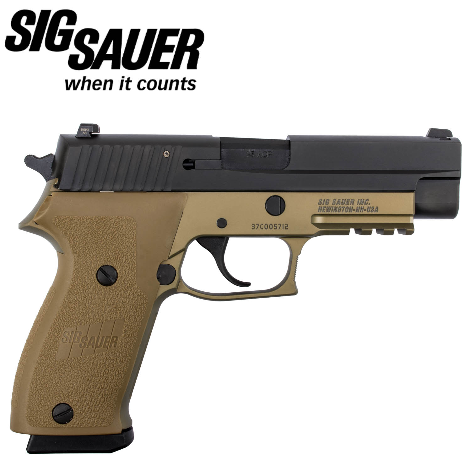Sig Sauer P220 Combat Full Size Pistol, CA Compliant, 45ACP, Black & FDE:  MGW