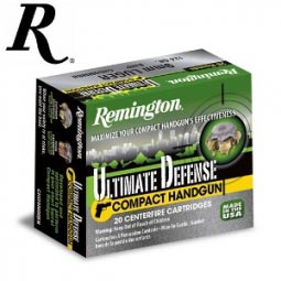 Remington Ultimate Defense Compact Handgun 9mm 124gr. BJHP Ammunition 20 Round Box