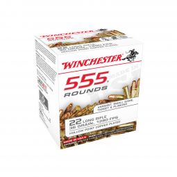 Winchester USA 22LR 36gr. Copper Plated HP Ammunition, 555 Round Box