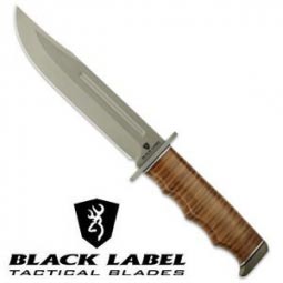 Black Label Point Blank Leather Handle Knife
