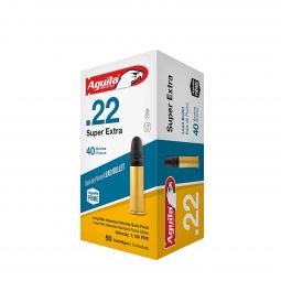 Aguila Super Extra, 22 LR Standard Velocity Ammunition, 40gr. Round Nose, 50 Round Box