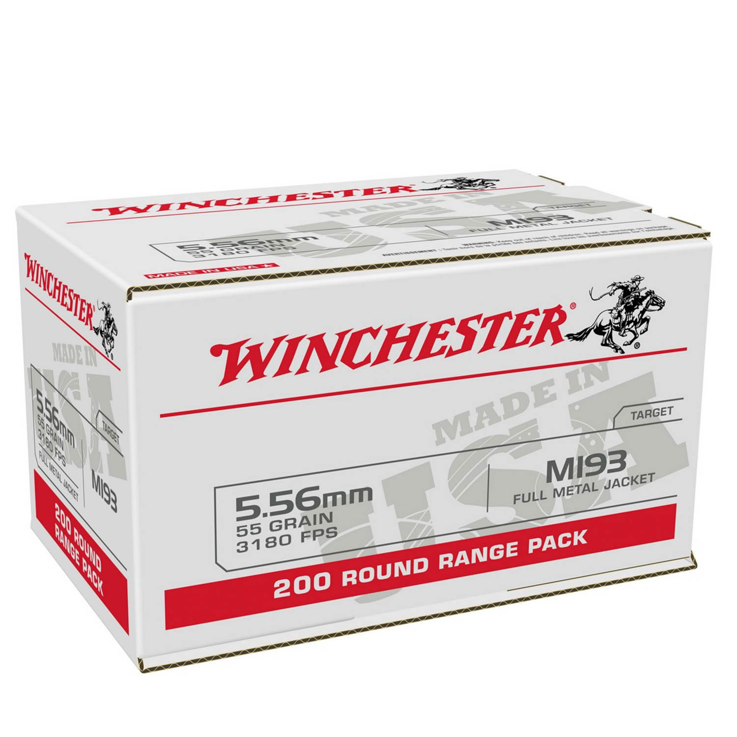 Winchester Lake City 5.56mm M193 55gr FMJ Ammunition, 200 Rounds: MGW