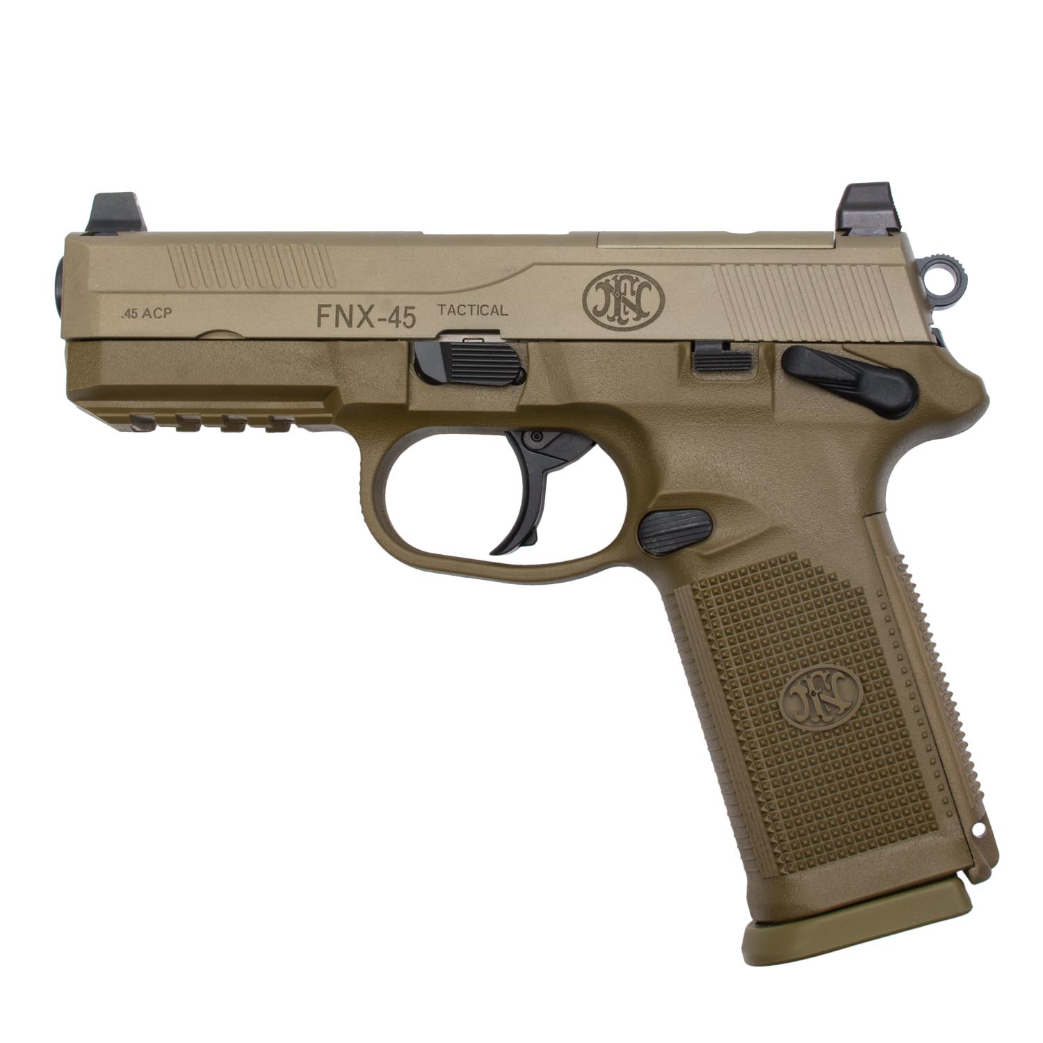FN FNX-45 Tactical DA/SA MS, .45ACP FDE, 10rd. Mags, Night Sights
