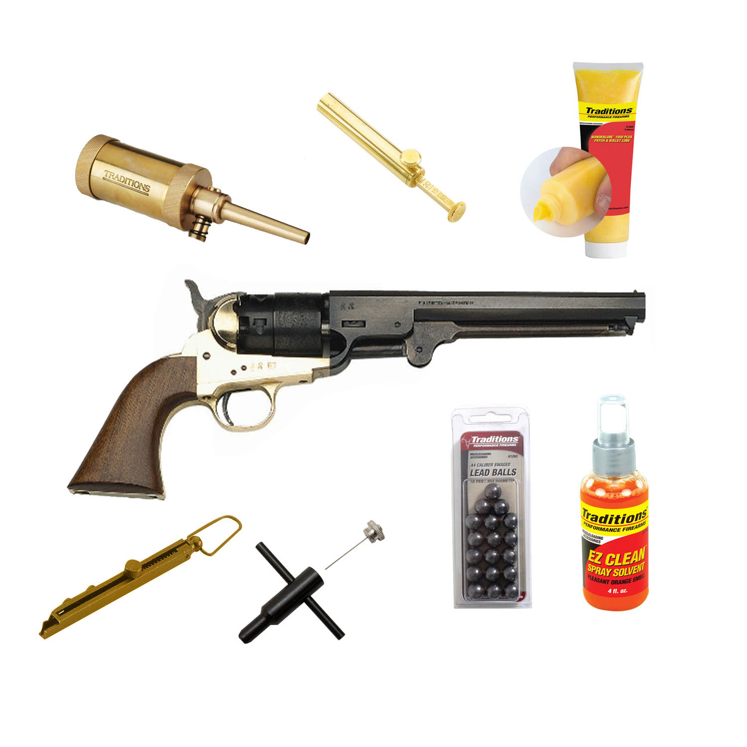 Traditions 1851 Navy Black Powder Revolver Redi-Pak, Blued/Walnut