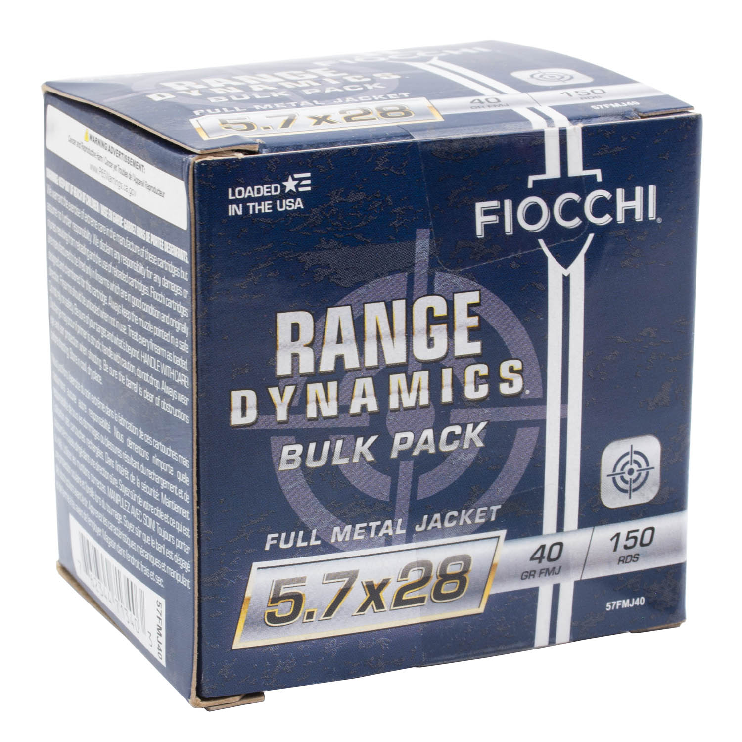 Fiocchi Range Dynamics 5.7x28mm 40gr. FMJ Ammunition, 150 Round