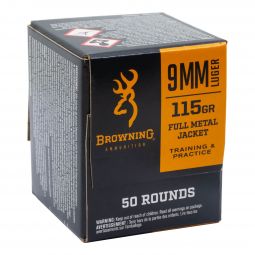 Browning Training & Practice 9mm 115gr. FMJ Ammunition, 50 Round Box