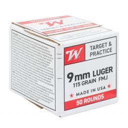 Winchester USA 9mm Luger 115gr. FMJ Ammunition, 50 Round Box