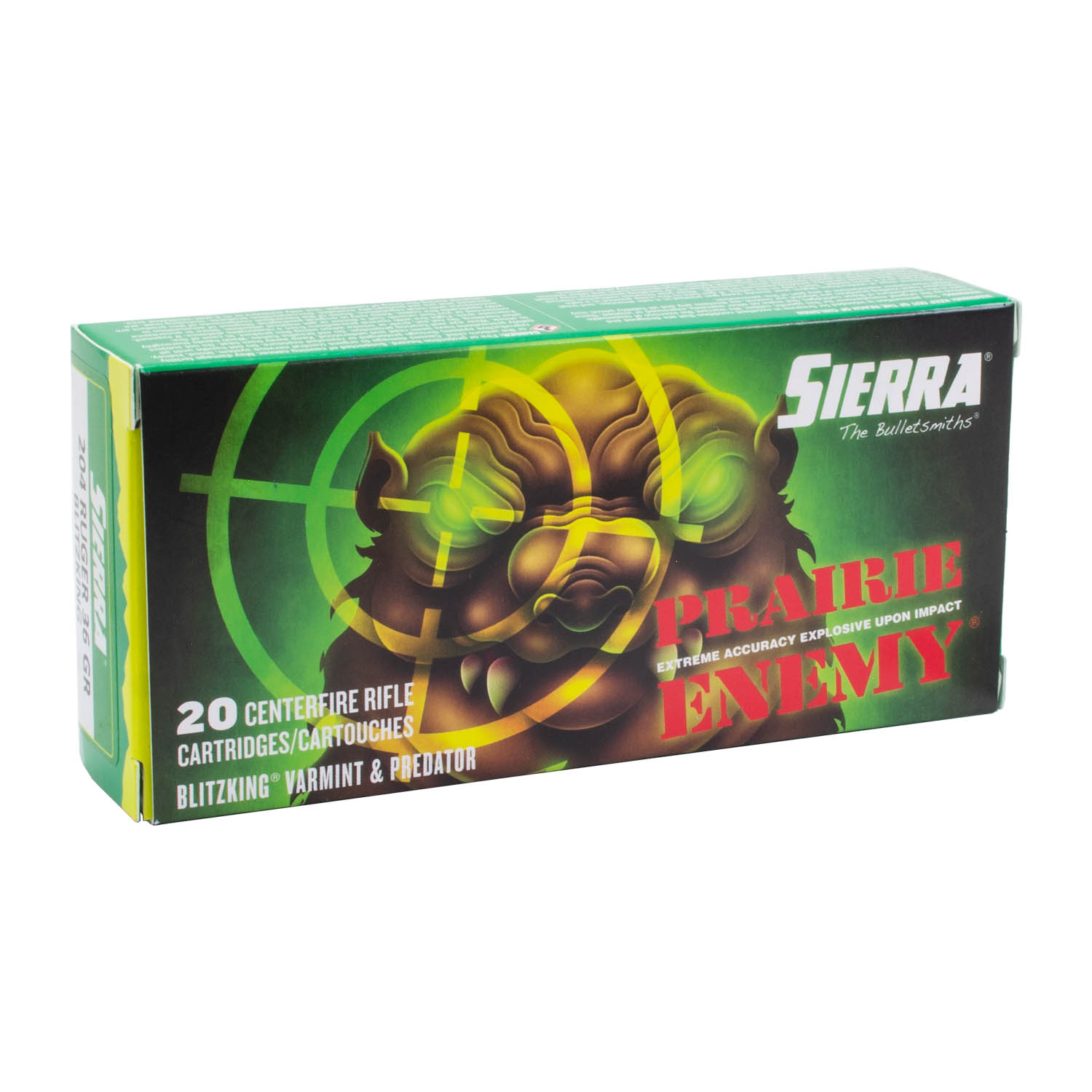 Sierra Prairie Enemy 204 Ruger 36gr. BlitzKing Ammunition, 20