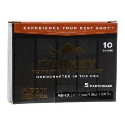 Apex Ammunition MG-10 Turkey Tungsten Super Shot, 10ga. 2-1/2oz. #9 Shot, 5 Round Box