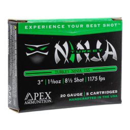 Apex Ammunition Turkey Ninja Tungsten Super Shot, 20ga. 3" 1-5/8oz. #8.5 Shot, 5 Round Box