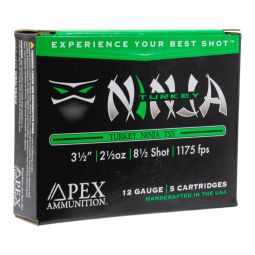 Apex Ammunition Turkey Ninja Tungsten Super Shot, 12ga. 3.5" 2-1/2oz. #8.5 Shot, 5 Round Box