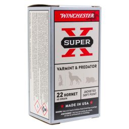 Winchester Super-X 22 Hornet 45gr. JSP Ammunition, 50 Round Box